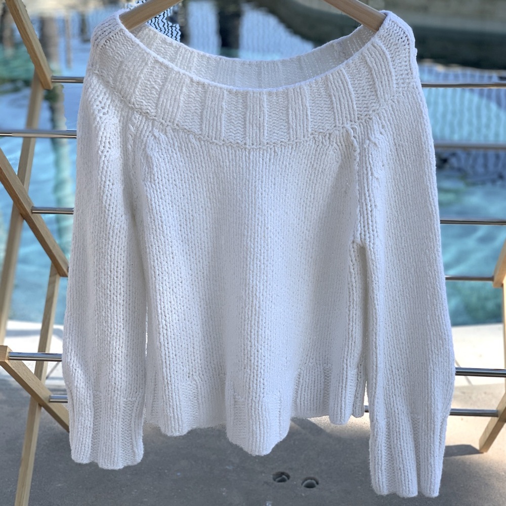 Free People White Chunky Cotton Sweater size S/P